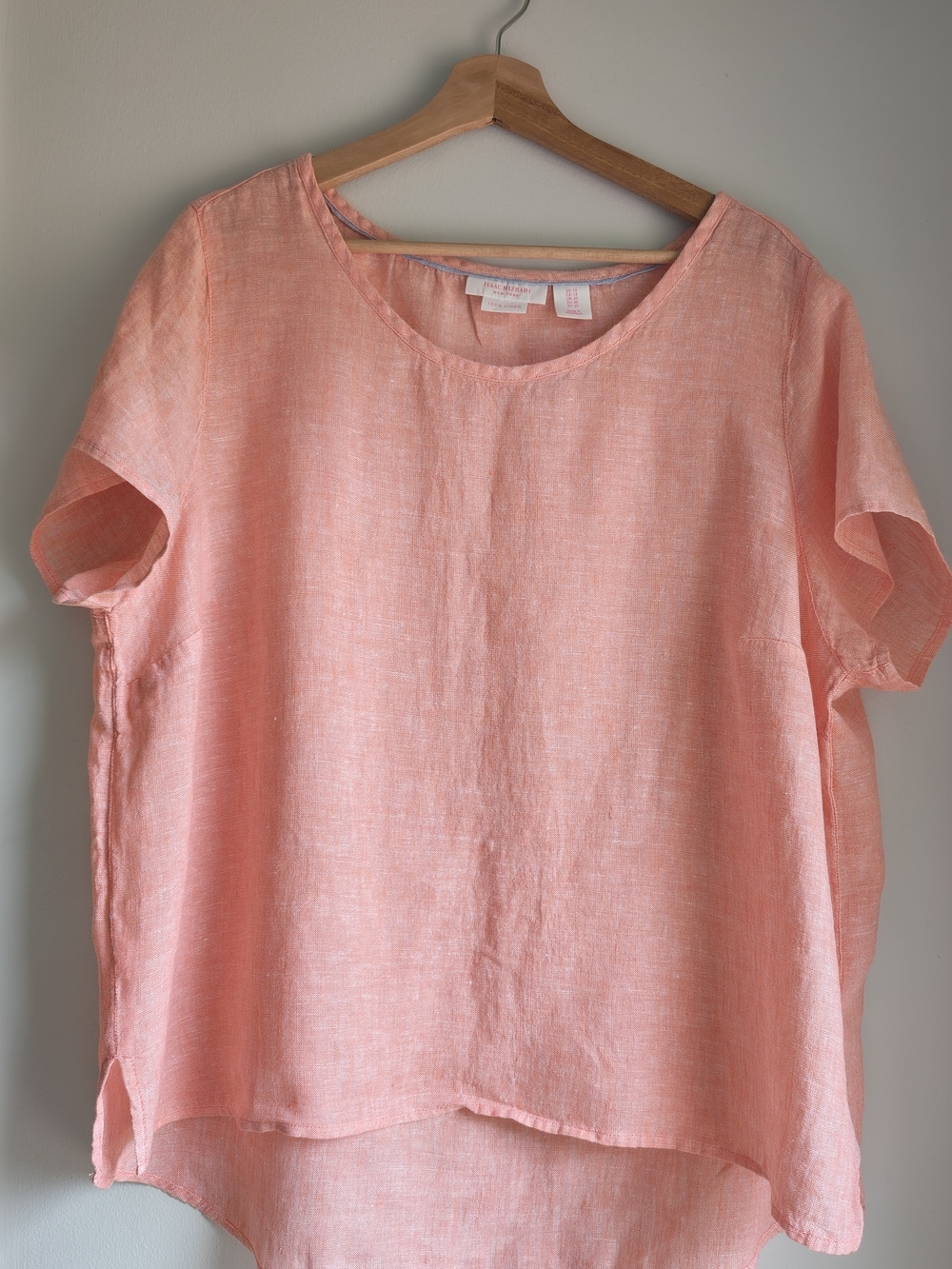 Isaac Mizrahi NY Coral Linen Short-Sleeve Women's Top Size XL